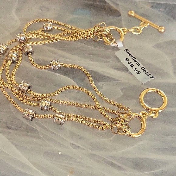 Bracelet Chain Gold Silver Toggle - Picture 2 of 7